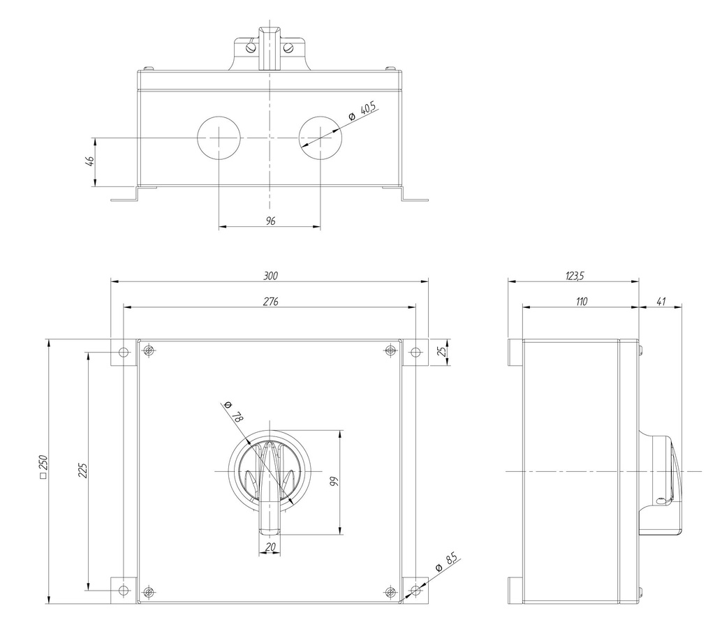 INTERRUPTOR 4P.63A. MANDO IP69K EN CAJA INOX